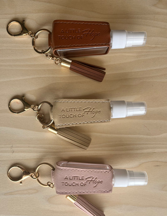 Mini Spray Bottle Holder Keychain – Leather with Tassels